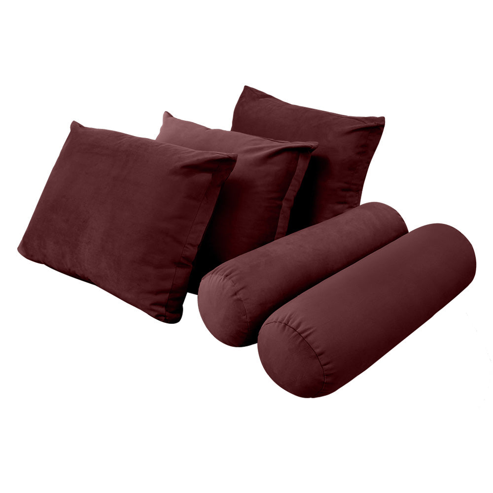STYLE V3 - Velvet Indoor Daybed Bolster Backrest Cushion Pillow |COVERS ONLY|