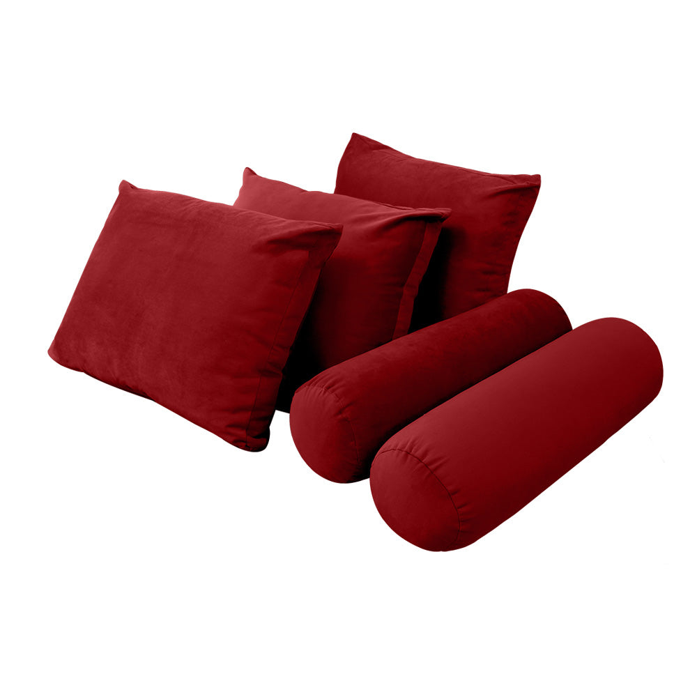 STYLE V3 - Velvet Indoor Daybed Bolster Backrest Cushion Pillow |COVERS ONLY|