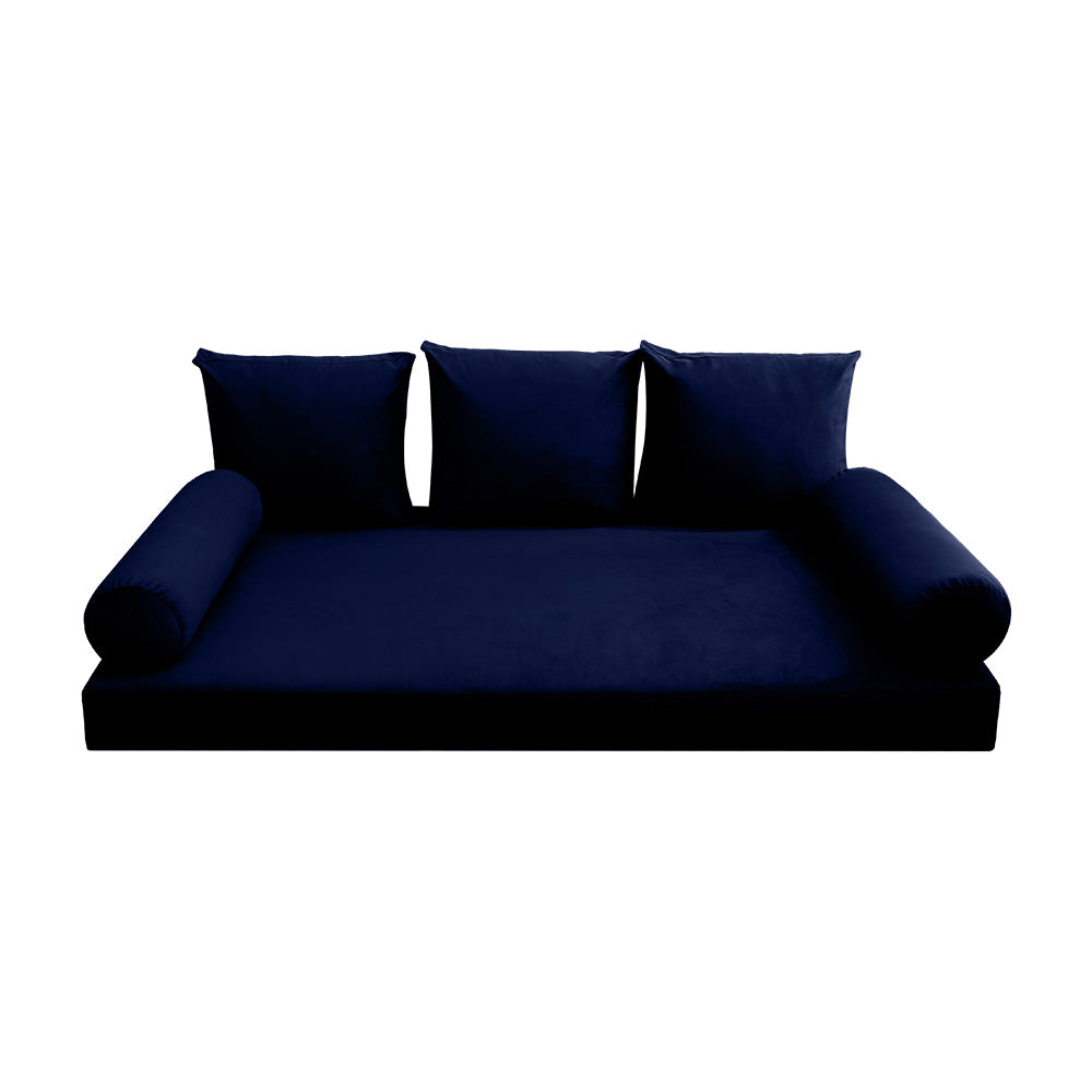 STYLE V3 - Velvet Indoor Daybed Mattress Bolster Backrest Cushion Pillow |COVERS ONLY|
