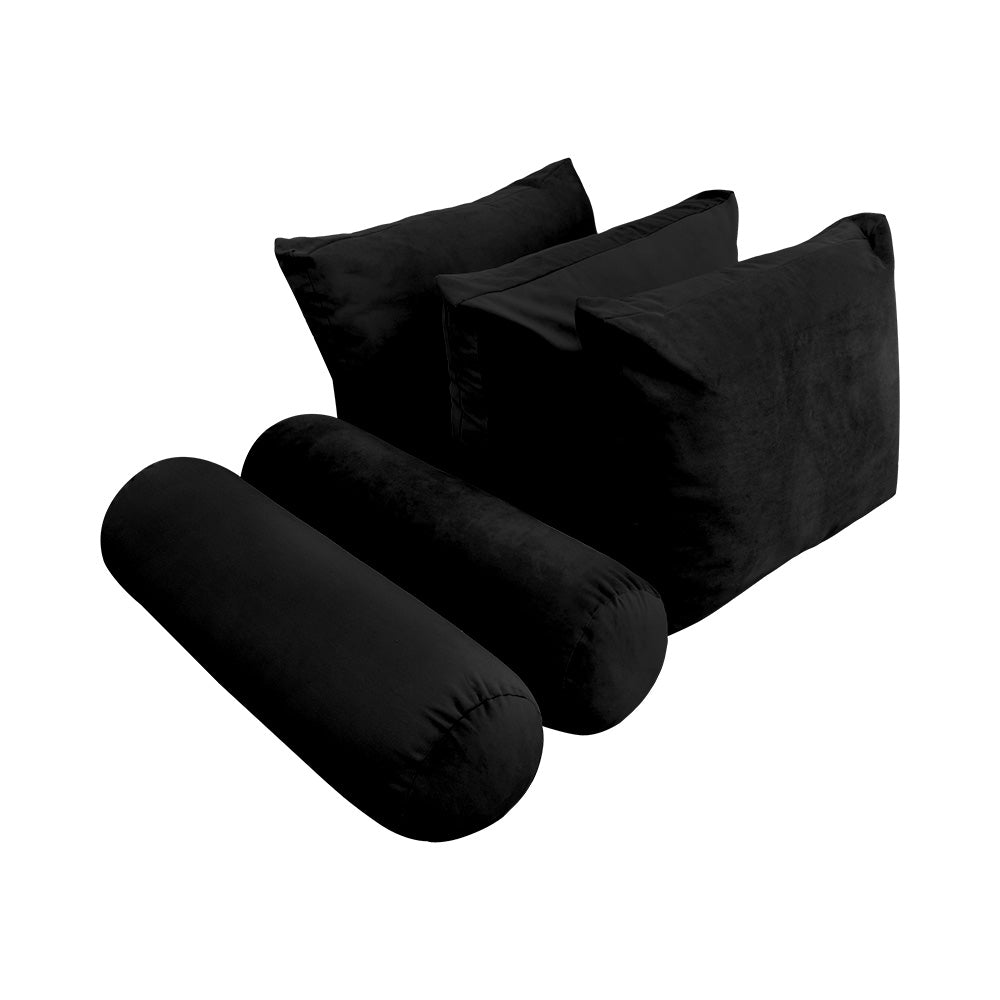 STYLE V3 - Velvet Indoor Daybed Bolster Backrest Cushion Pillow |COVERS ONLY|