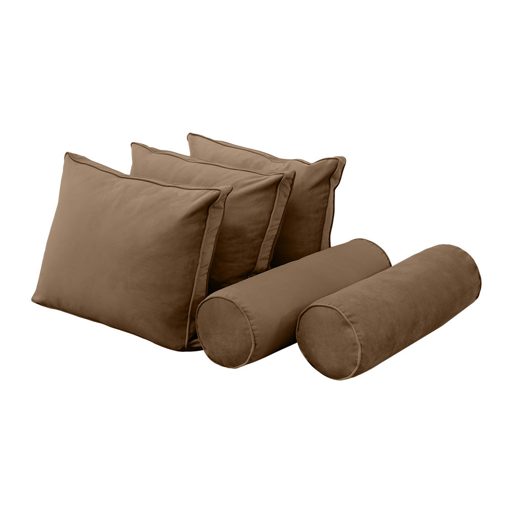 STYLE V3 - Velvet Indoor Daybed Mattress Bolster Backrest Cushion Pillow |COVERS ONLY|