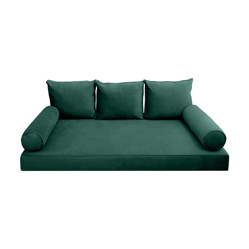 STYLE V3 - Velvet Indoor Daybed Mattress Bolster Backrest Cushion Pillow |COVERS ONLY|