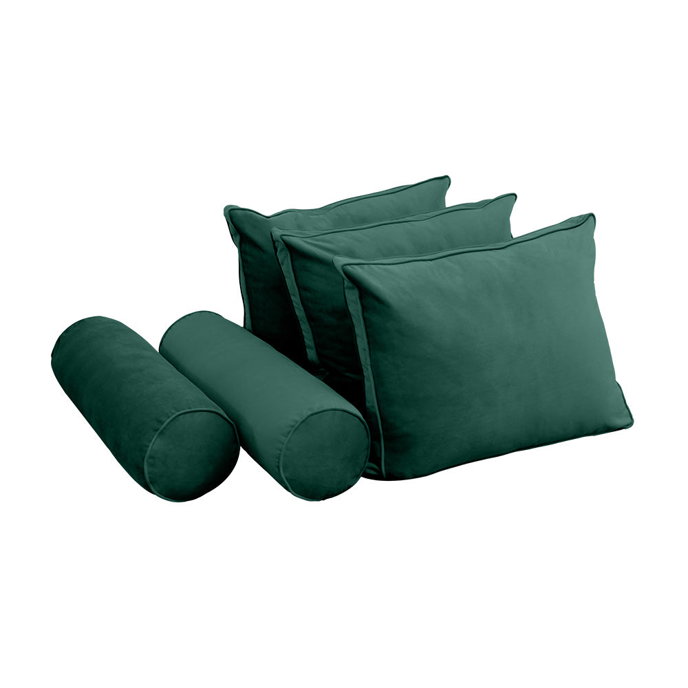 STYLE V3 - Velvet Indoor Daybed Bolster Backrest Cushion Pillow |COVERS ONLY|