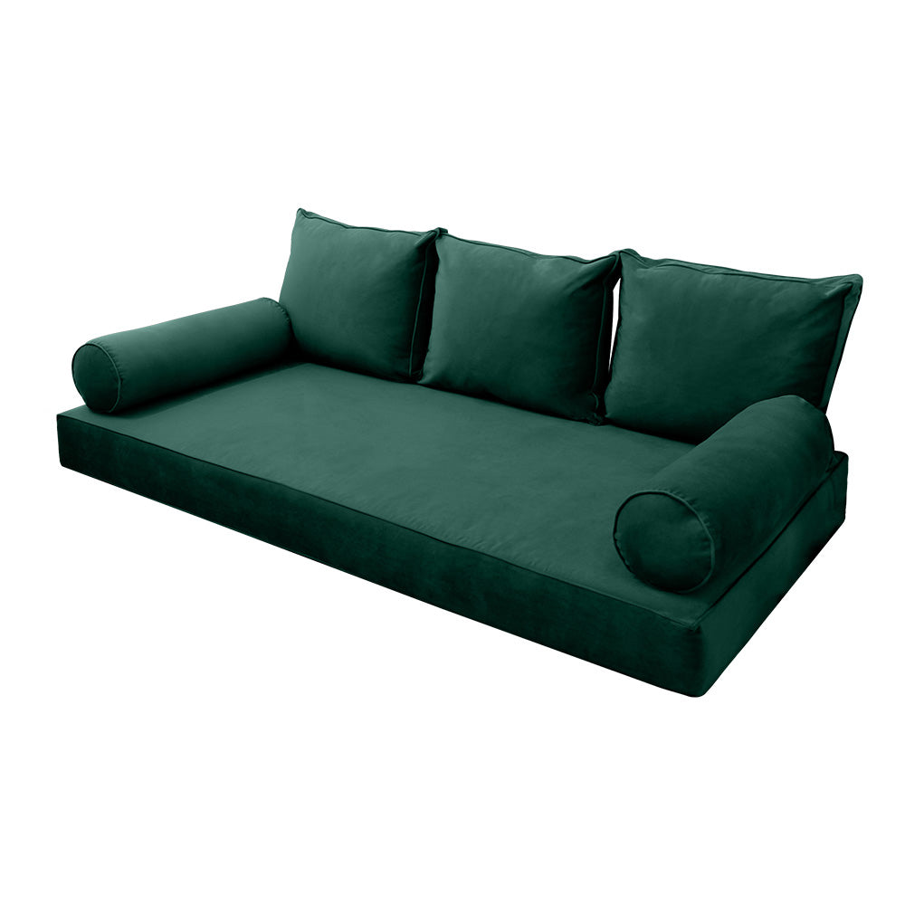STYLE V3 - Velvet Indoor Daybed Mattress Bolster Backrest Cushion Pillow |COVERS ONLY|