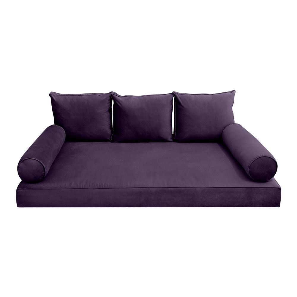 STYLE V3 - Velvet Indoor Daybed Mattress Bolster Backrest Cushion Pillow |COVERS ONLY|
