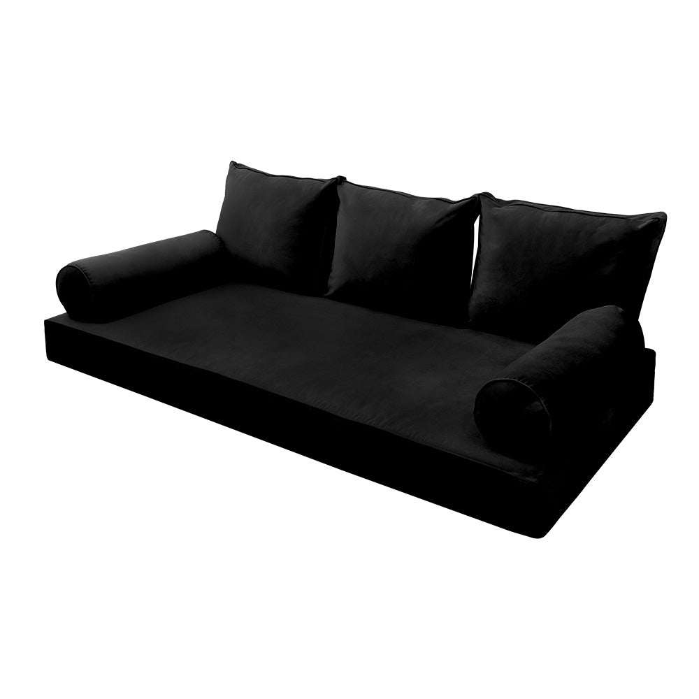 STYLE V3 - Velvet Indoor Daybed Mattress Bolster Backrest Cushion Pillow |COVERS ONLY|
