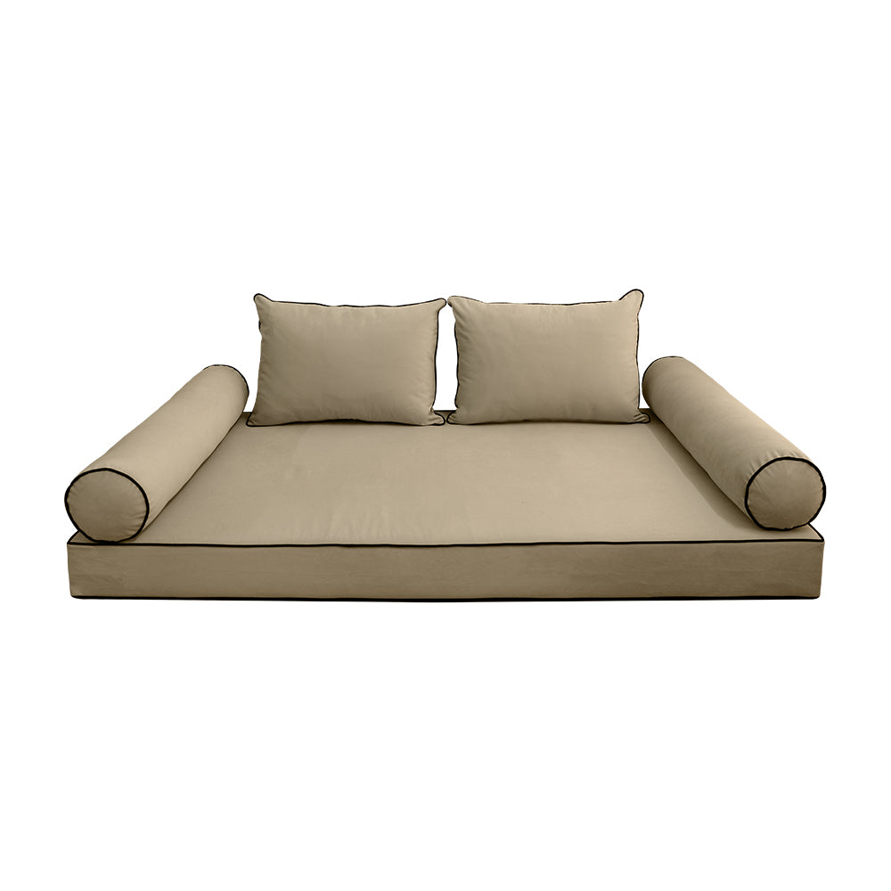 STYLE V4 - Velvet Indoor Daybed Mattress Bolster Backrest Cushion Pillow |COVERS ONLY|