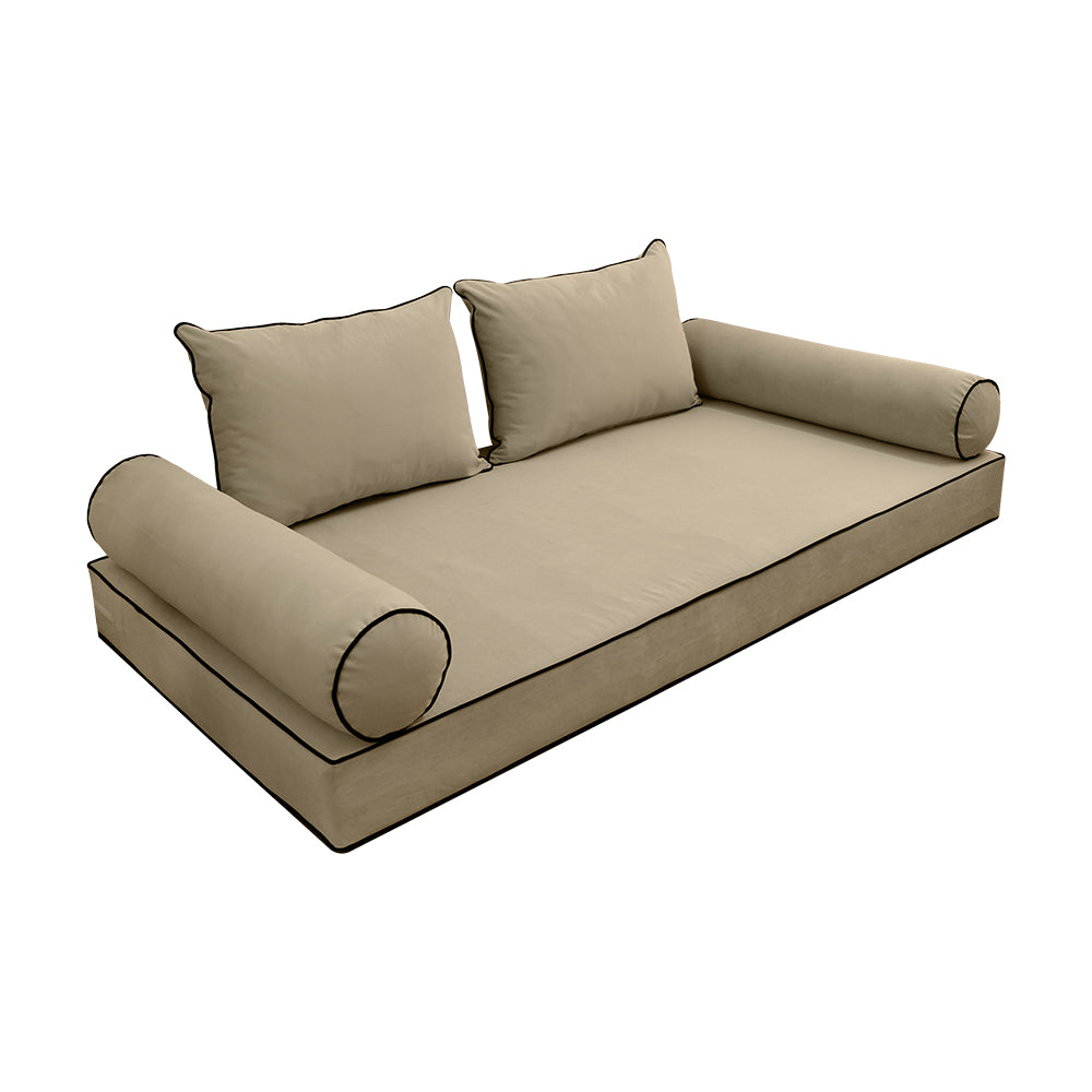 STYLE V4 - Velvet Indoor Daybed Mattress Bolster Backrest Cushion Pillow Complete Set