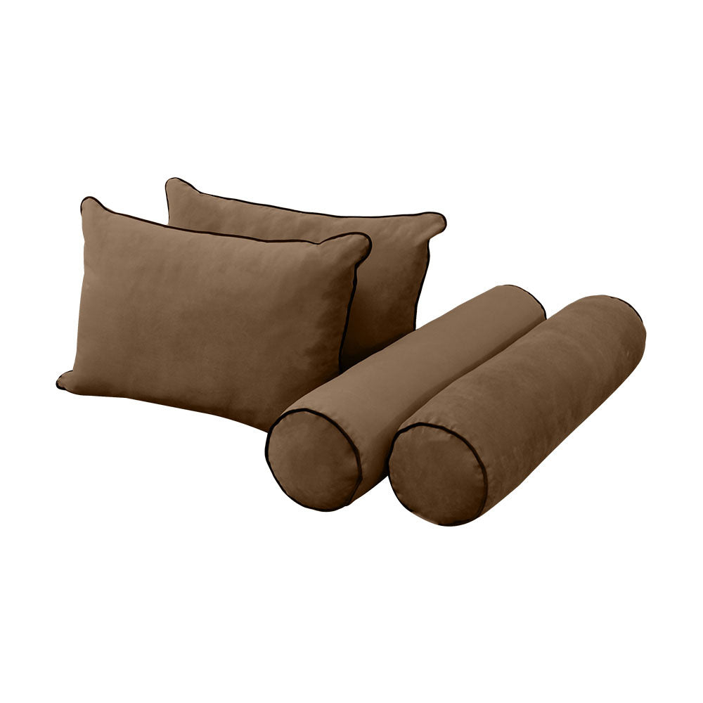 STYLE V4 - Velvet Indoor Daybed Mattress Bolster Backrest Cushion Pillow |COVERS ONLY|