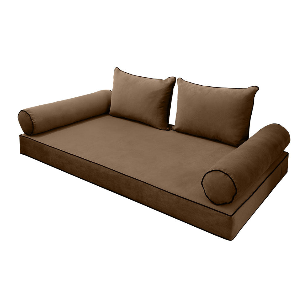 STYLE V4 - Velvet Indoor Daybed Mattress Bolster Backrest Cushion Pillow |COVERS ONLY|