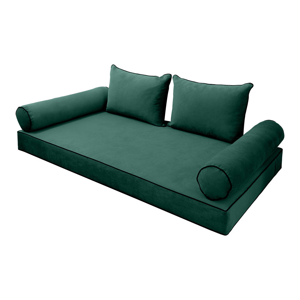 STYLE V4 - Velvet Indoor Daybed Mattress Bolster Backrest Cushion Pillow |COVERS ONLY|