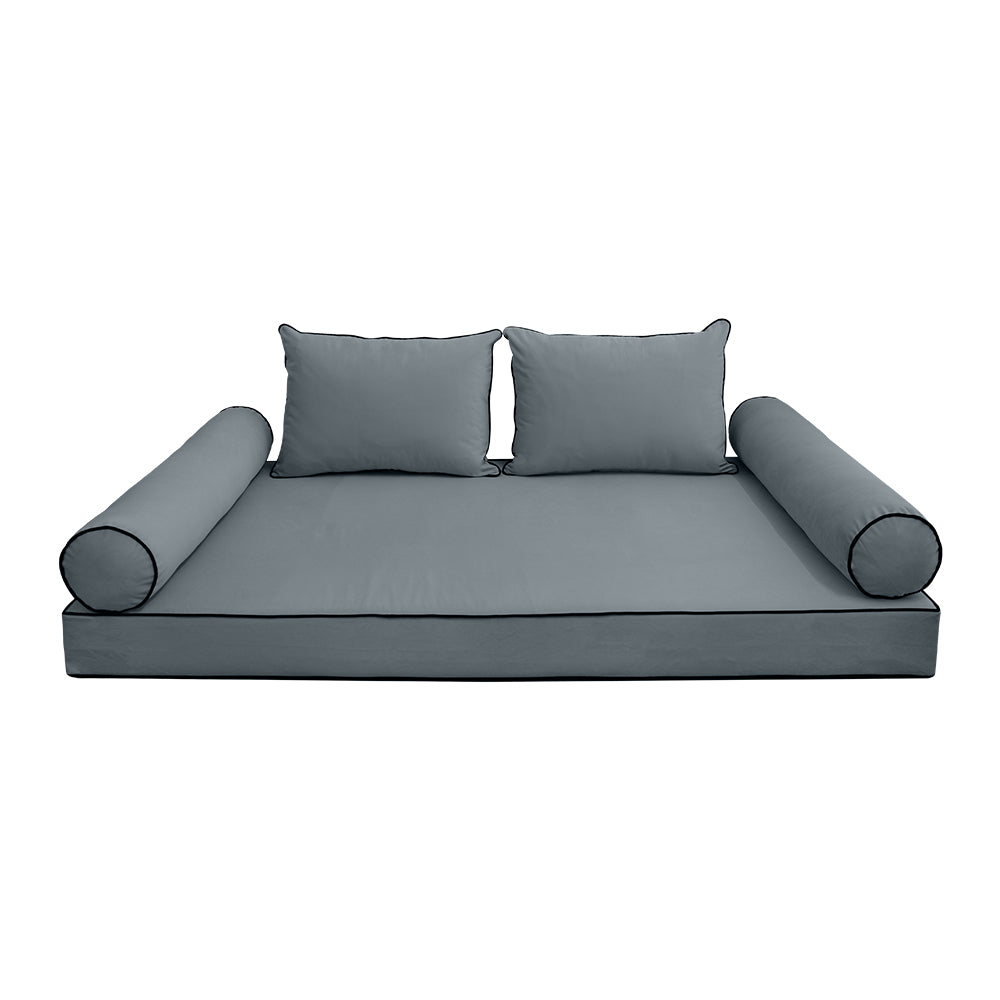 STYLE V4 - Velvet Indoor Daybed Mattress Bolster Backrest Cushion Pillow |COVERS ONLY|