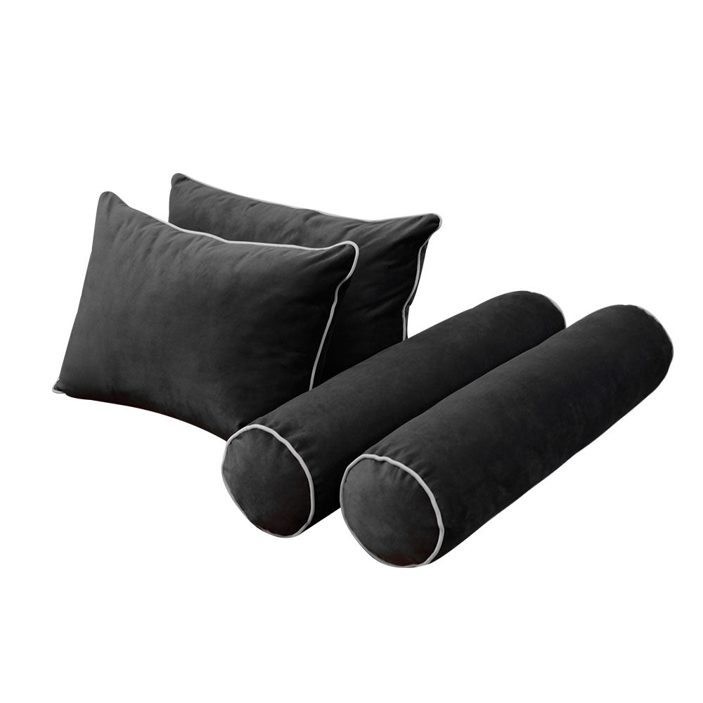 STYLE V4 - Velvet Indoor Daybed Mattress Bolster Backrest Cushion Pillow |COVERS ONLY|
