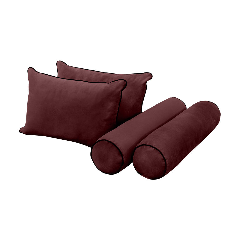 STYLE V4 - Velvet Indoor Daybed Mattress Bolster Backrest Cushion Pillow |COVERS ONLY|
