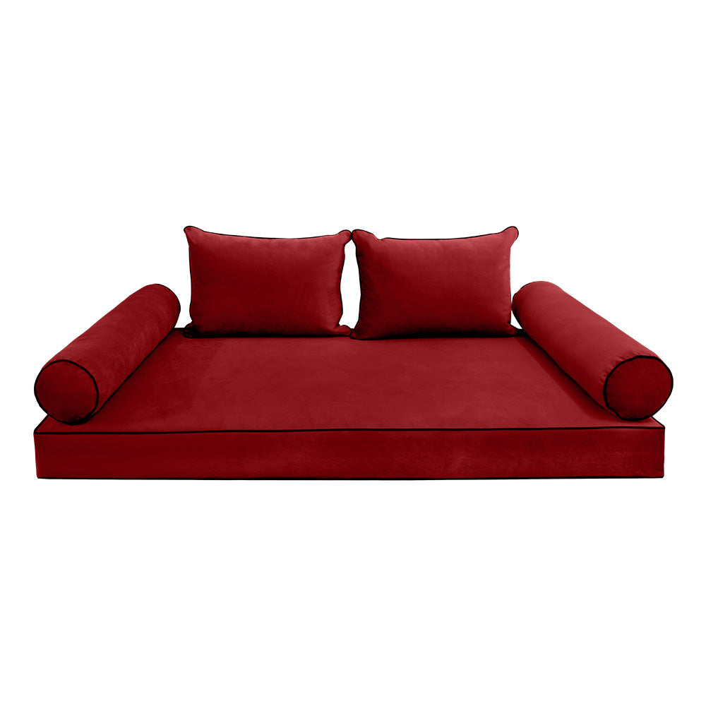 STYLE V4 - Velvet Indoor Daybed Mattress Bolster Backrest Cushion Pillow |COVERS ONLY|