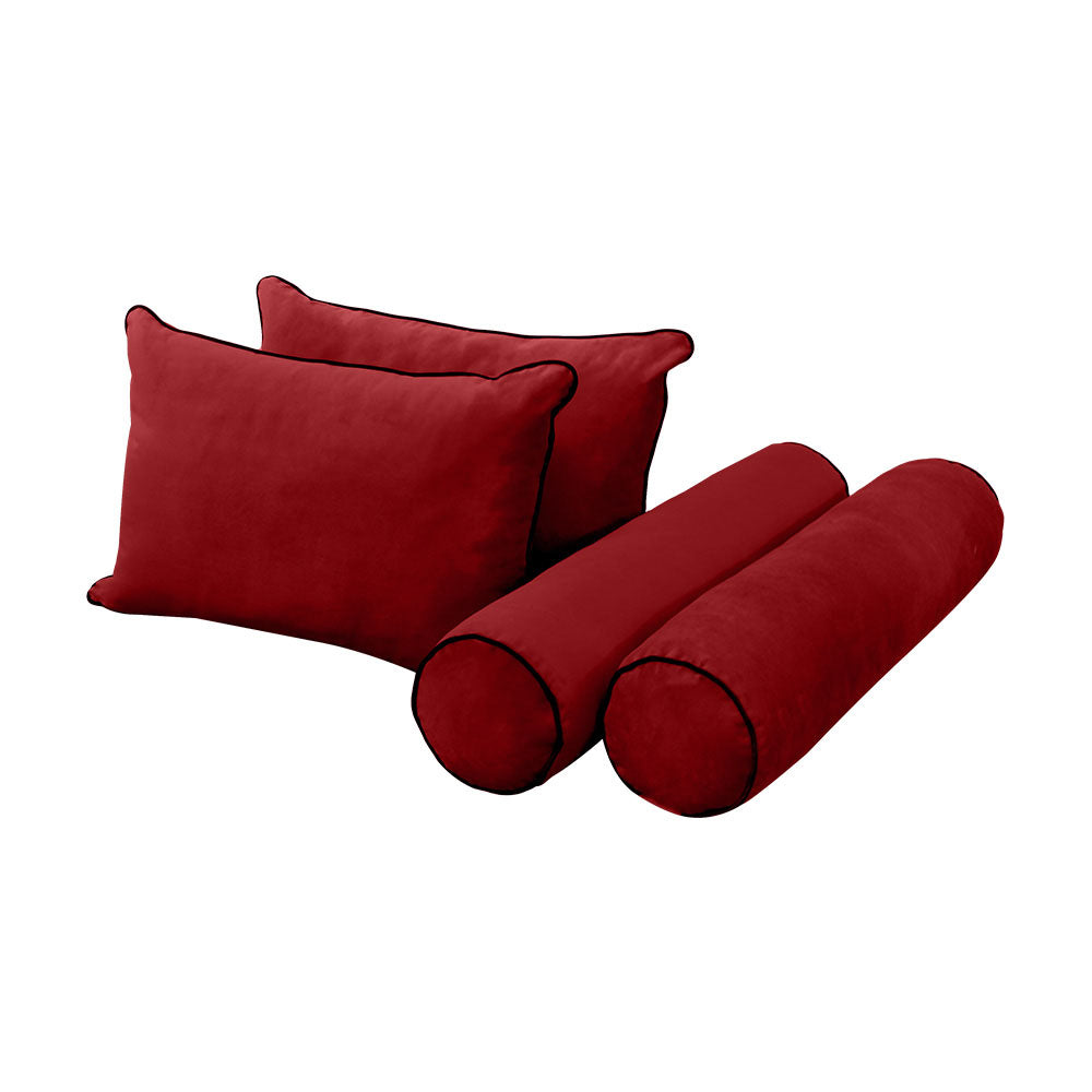 STYLE V4 - Velvet Indoor Daybed Mattress Bolster Backrest Cushion Pillow |COVERS ONLY|