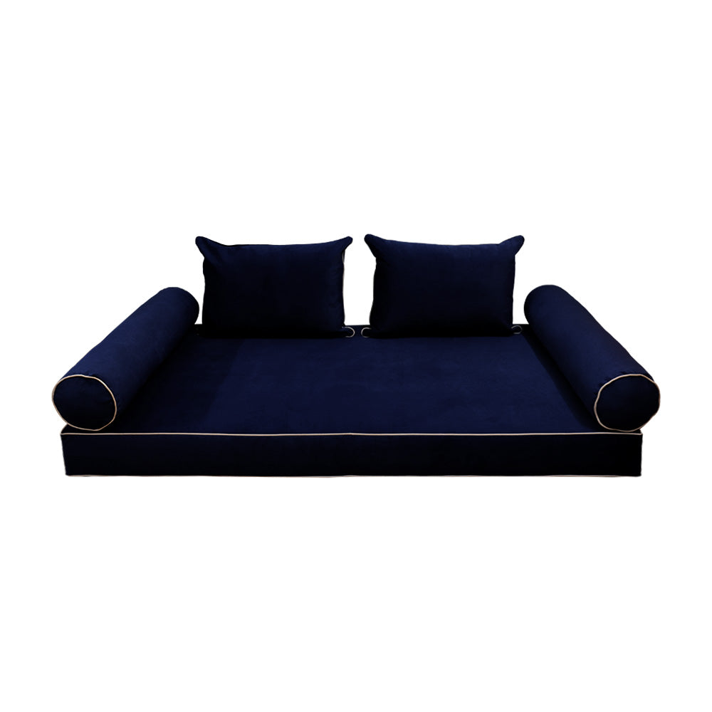 STYLE V4 - Velvet Indoor Daybed Mattress Bolster Backrest Cushion Pillow |COVERS ONLY|