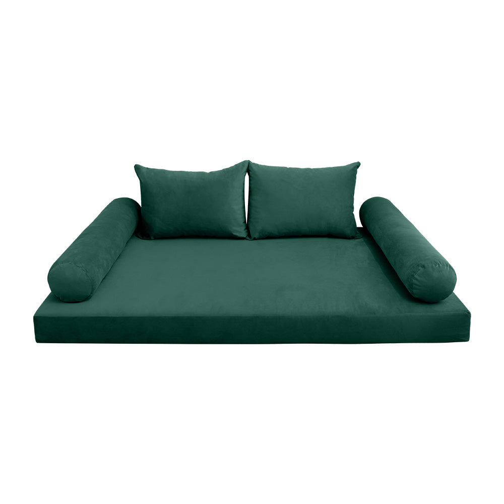 STYLE V4 - Velvet Indoor Daybed Mattress Bolster Backrest Cushion Pillow |COVERS ONLY|