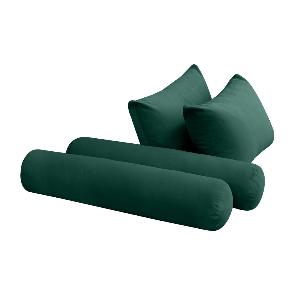 STYLE V4 - Velvet Indoor Daybed Bolster Backrest Cushion Pillow |COVERS ONLY|