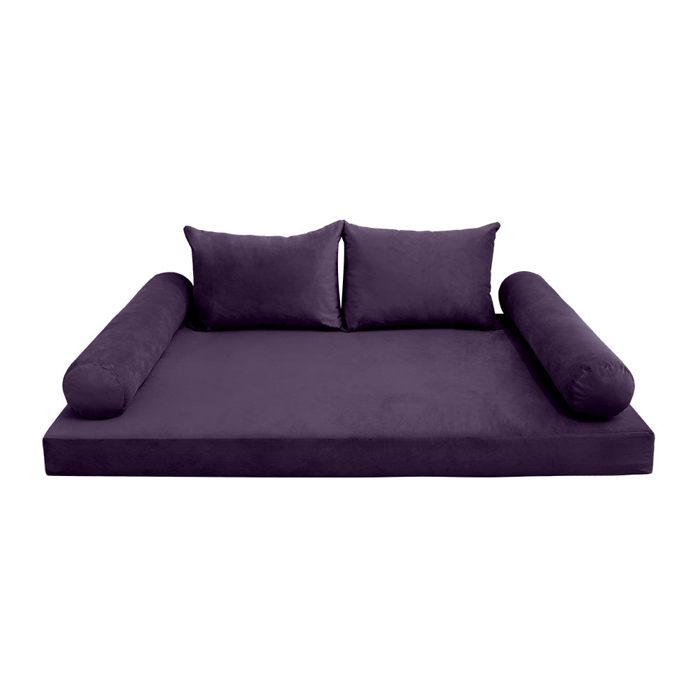 STYLE V4 - Velvet Indoor Daybed Mattress Bolster Backrest Cushion Pillow |COVERS ONLY|