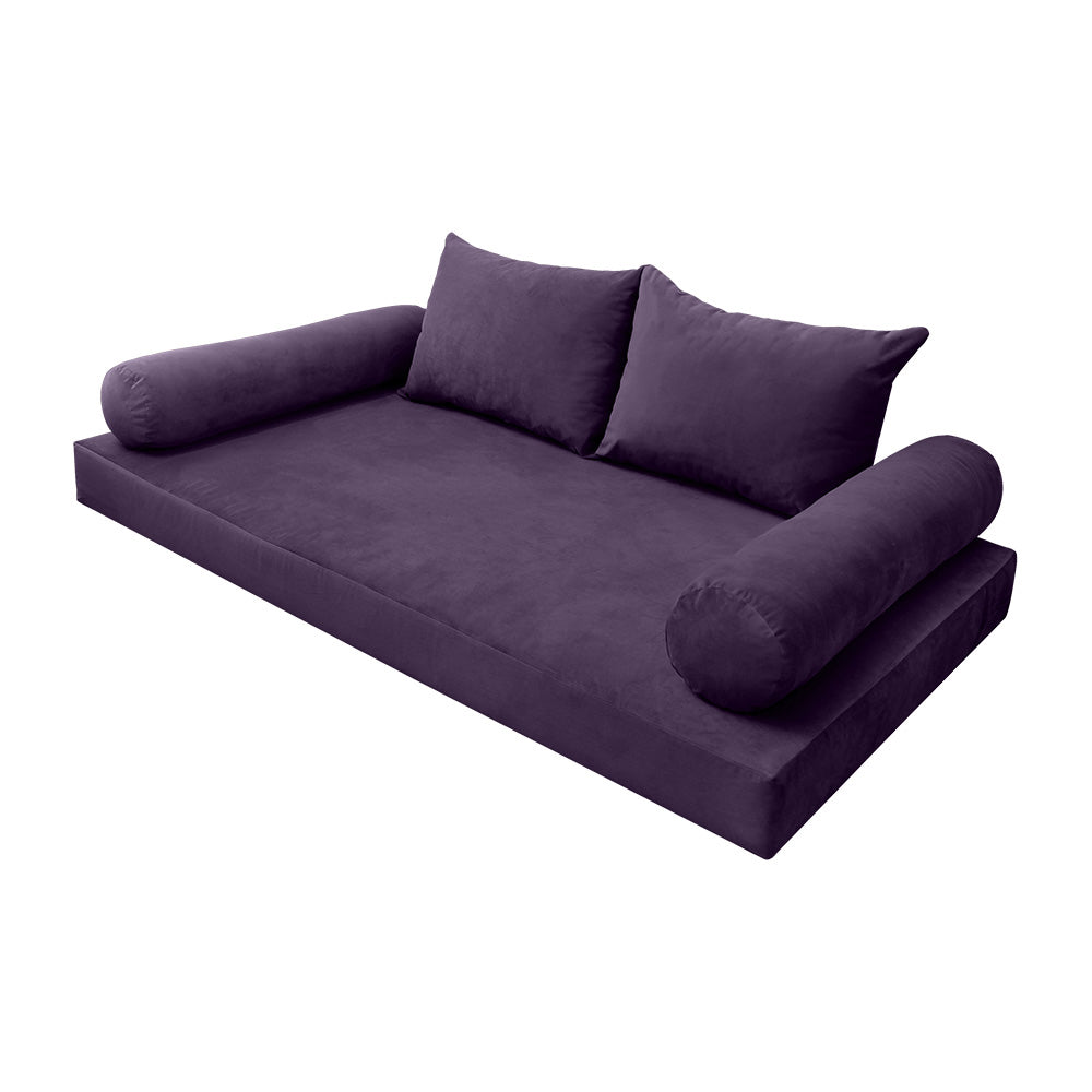 STYLE V4 - Velvet Indoor Daybed Mattress Bolster Backrest Cushion Pillow |COVERS ONLY|