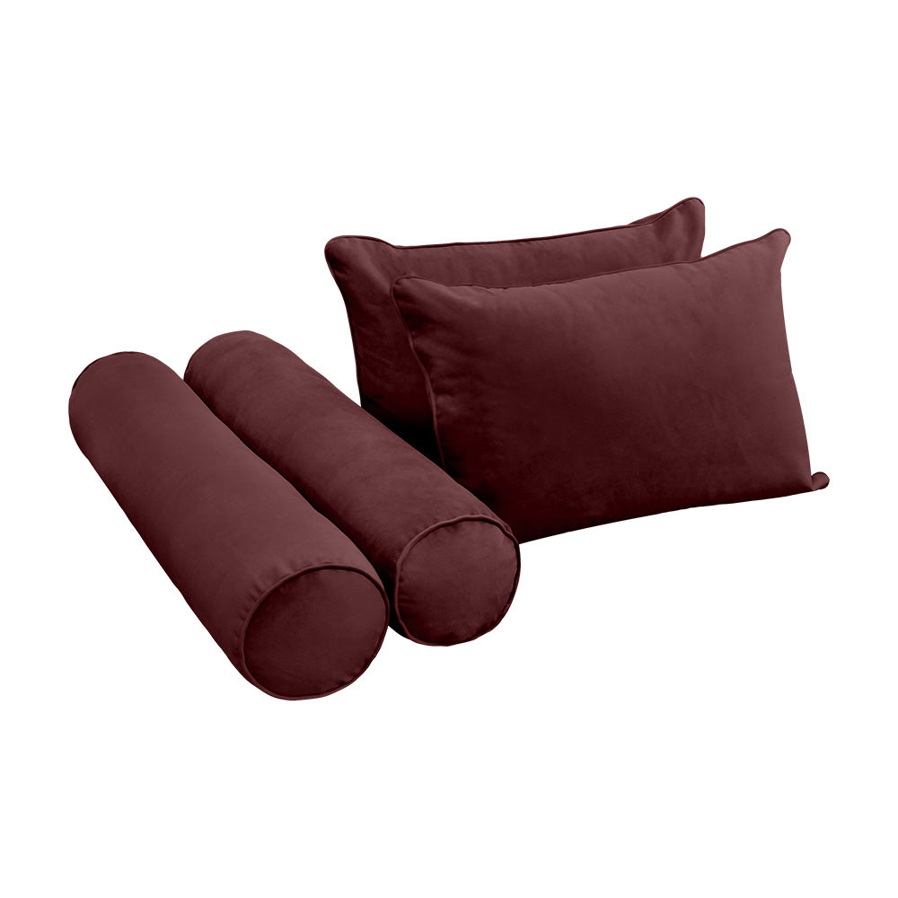 STYLE V4 - Velvet Indoor Daybed Bolster Backrest Cushion Pillow |COVERS ONLY|