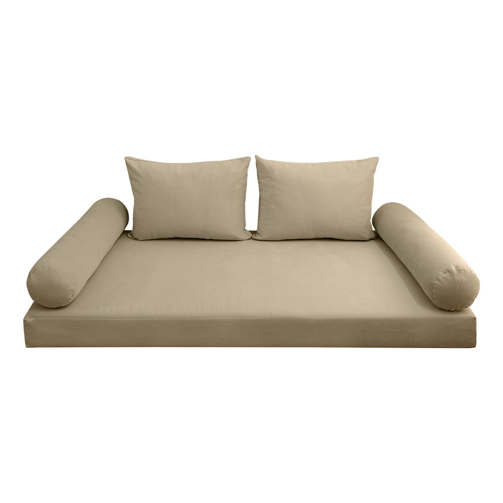 STYLE V1 - Velvet Indoor Daybed Mattress Bolster Backrest Cushion Pillow Complete Set