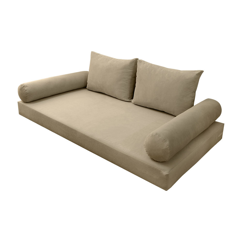 STYLE V1 - Velvet Indoor Daybed Mattress Bolster Backrest Cushion Pillow |COVERS ONLY|