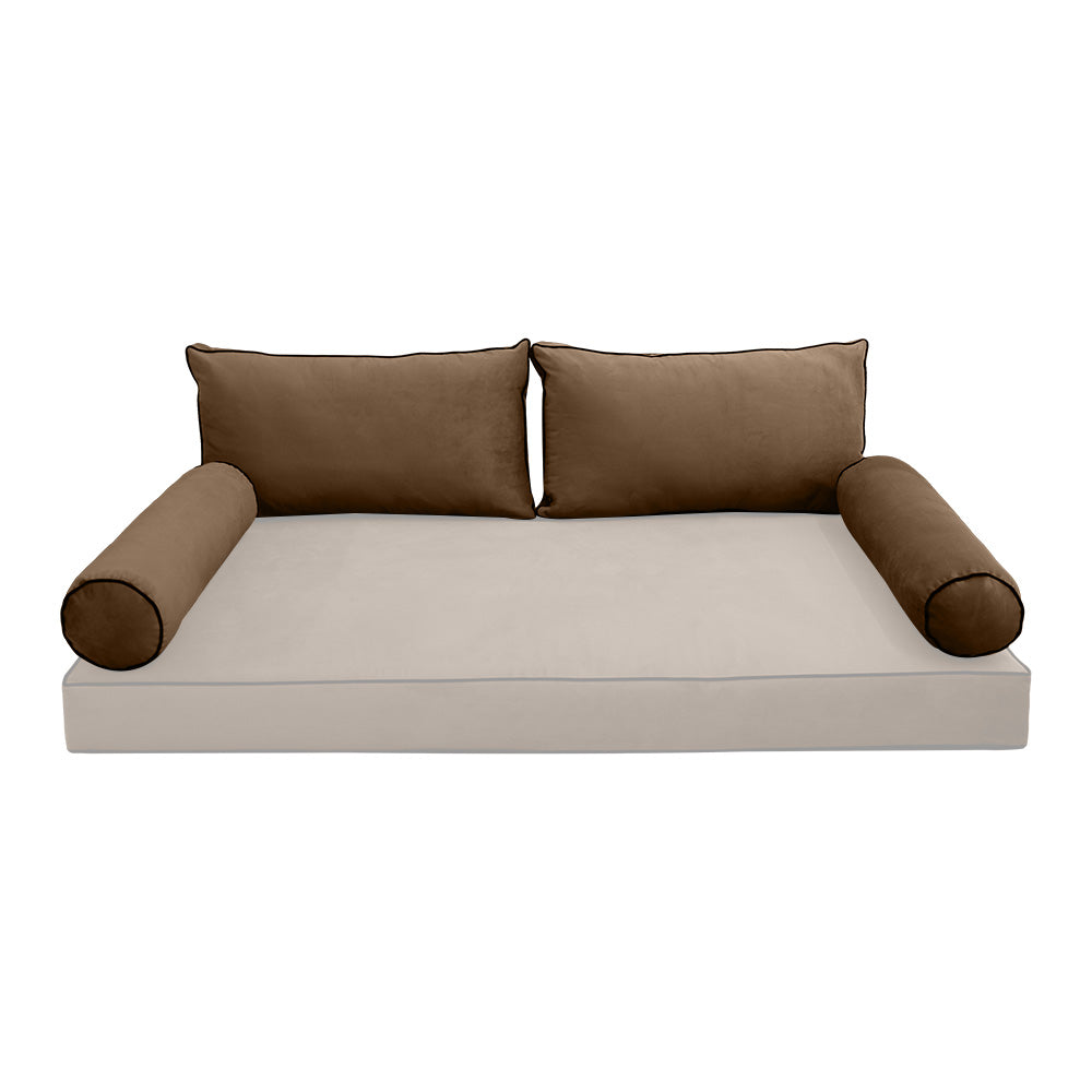STYLE V2 - Velvet Indoor Daybed Bolster Backrest Cushion Pillow |COVERS ONLY|