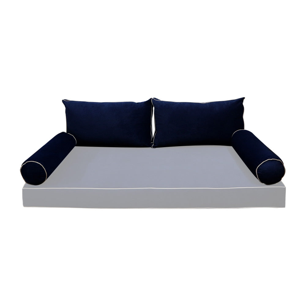 STYLE V2 - Velvet Indoor Daybed Bolster Backrest Cushion Pillow |COVERS ONLY|