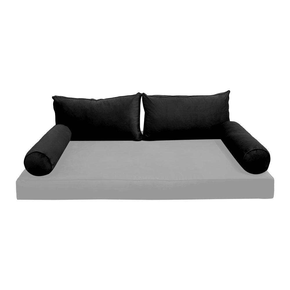 STYLE V2 - Velvet Indoor Daybed Bolster Backrest Cushion Pillow |COVERS ONLY|