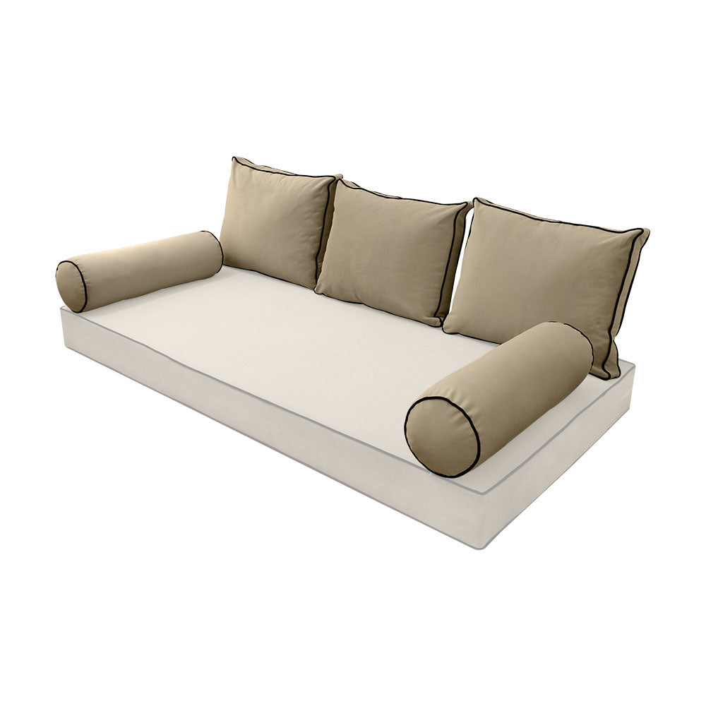 STYLE V3 - Velvet Indoor Daybed Bolster Backrest Cushion Pillow |COVERS ONLY|