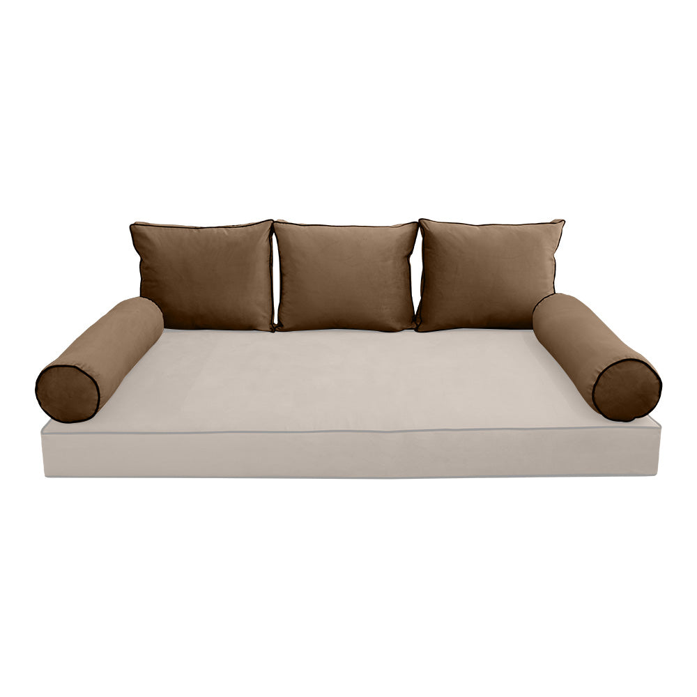 STYLE V3 - Velvet Indoor Daybed Bolster Backrest Cushion Pillow |COVERS ONLY|