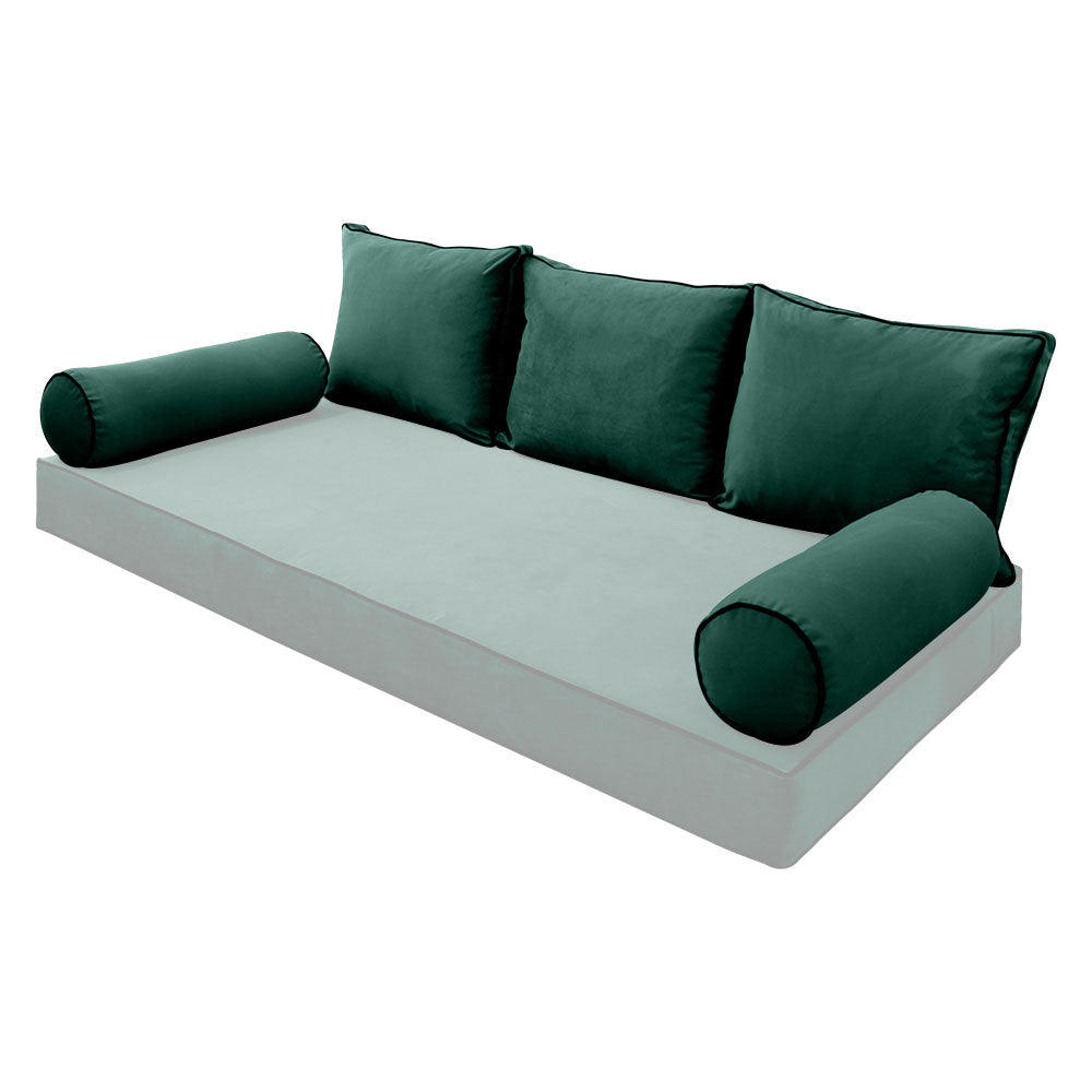 STYLE V3 - Velvet Indoor Daybed Bolster Backrest Cushion Pillow |COVERS ONLY|