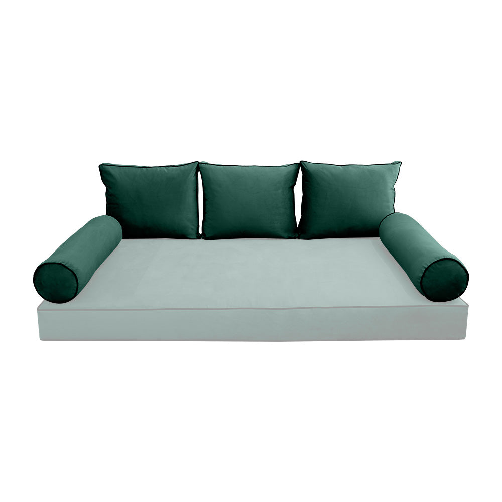 STYLE V3 - Velvet Indoor Daybed Bolster Backrest Cushion Pillow |COVERS ONLY|