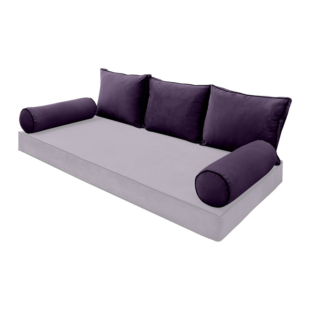 STYLE V3 - Velvet Indoor Daybed Bolster Backrest Cushion Pillow |COVERS ONLY|
