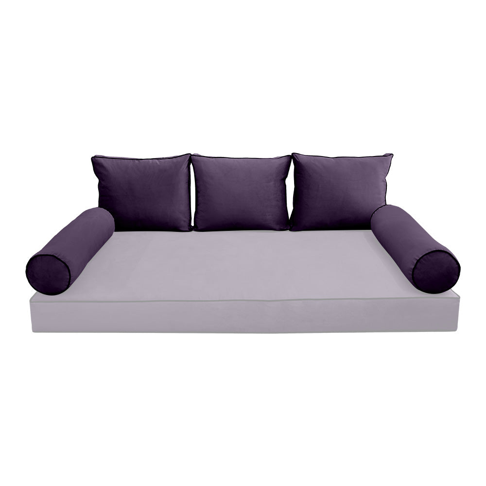 STYLE V3 - Velvet Indoor Daybed Bolster Backrest Cushion Pillow |COVERS ONLY|