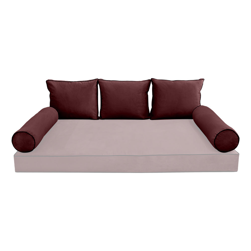 STYLE V3 - Velvet Indoor Daybed Bolster Backrest Cushion Pillow |COVERS ONLY|