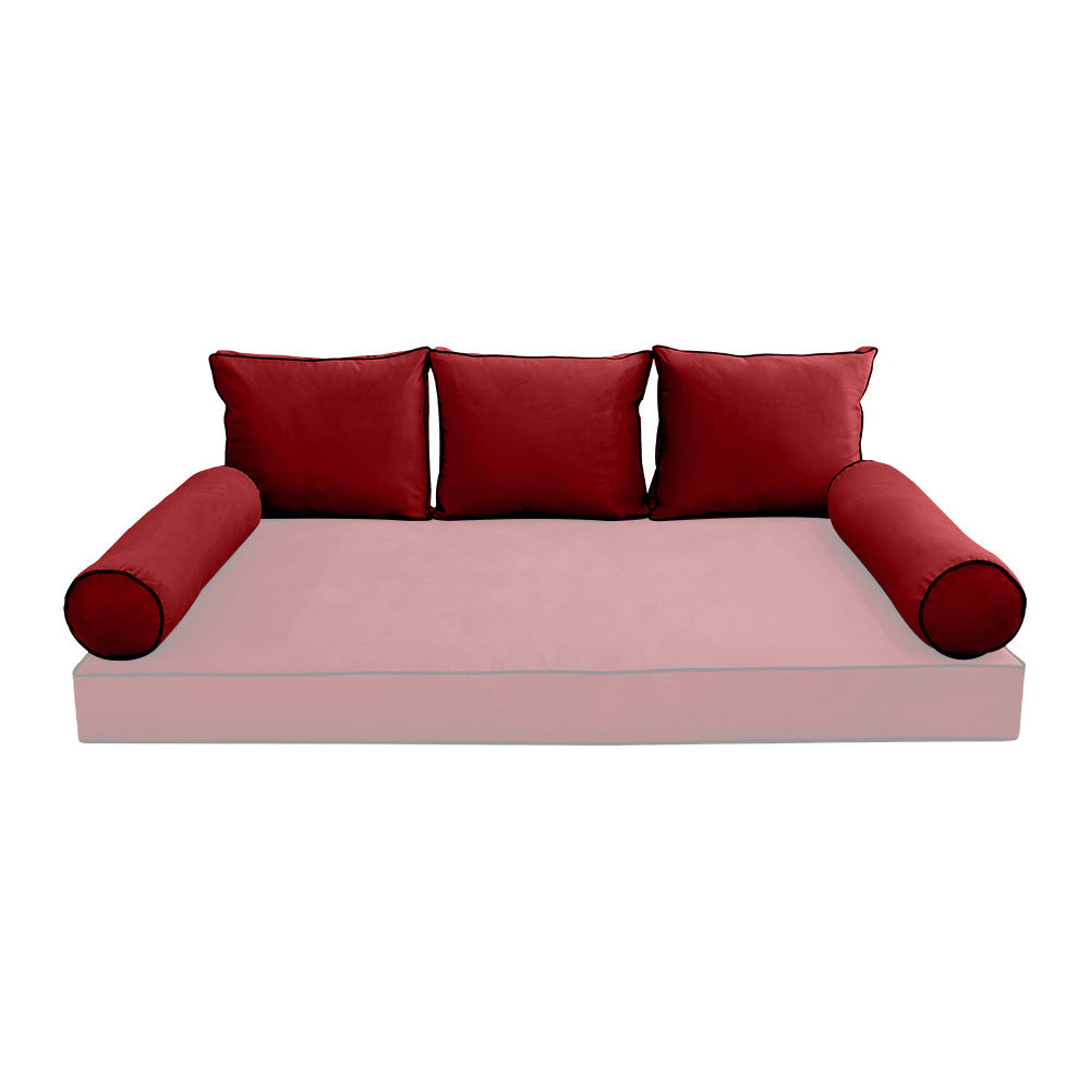 STYLE V3 - Velvet Indoor Daybed Bolster Backrest Cushion Pillow |COVERS ONLY|