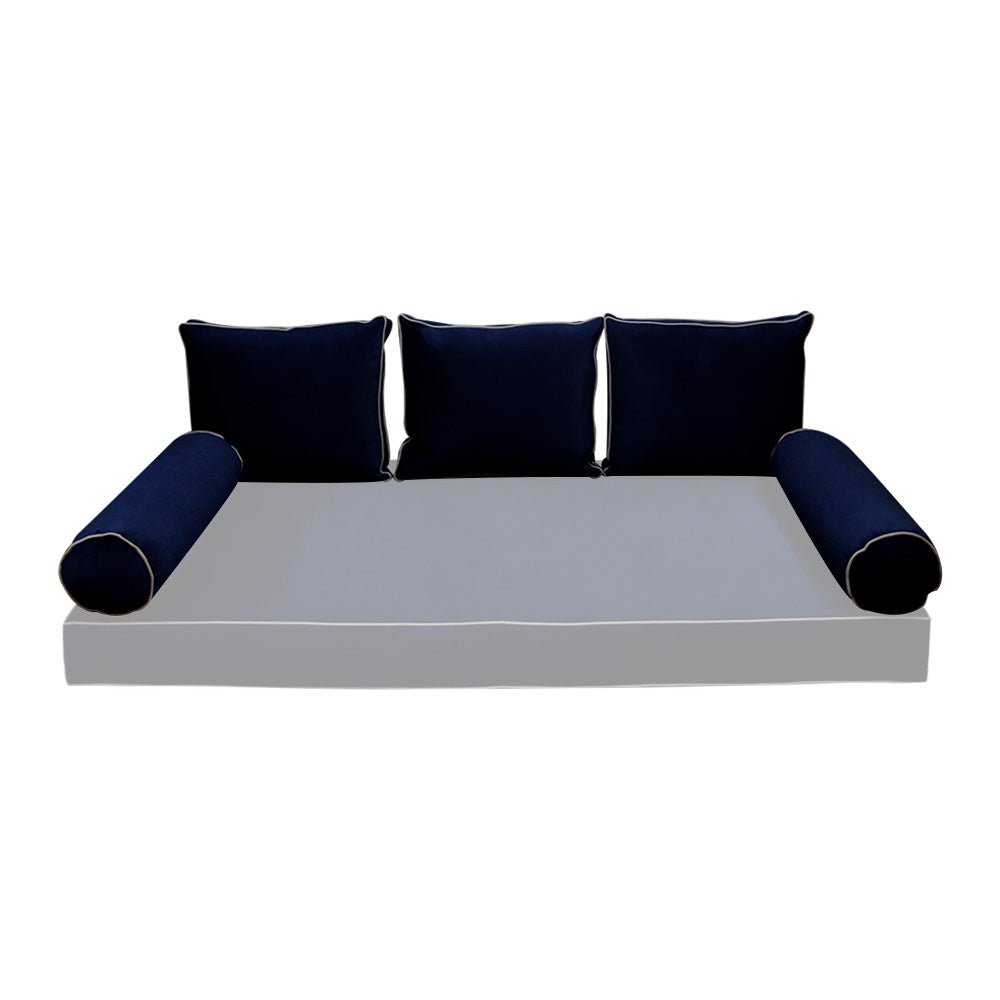 STYLE V3 - Velvet Indoor Daybed Bolster Backrest Cushion Pillow |COVERS ONLY|