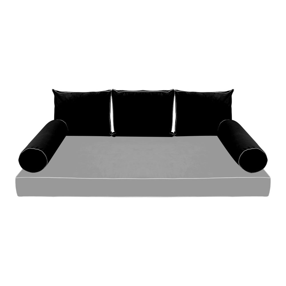 STYLE V3 - Velvet Indoor Daybed Bolster Backrest Cushion Pillow |COVERS ONLY|