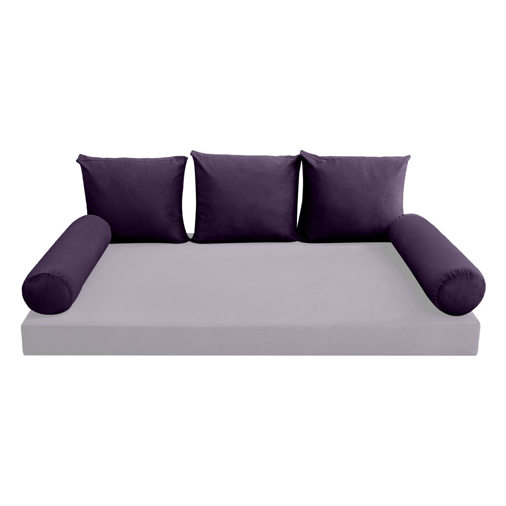 STYLE V3 - Velvet Indoor Daybed Bolster Backrest Cushion Pillow |COVERS ONLY|