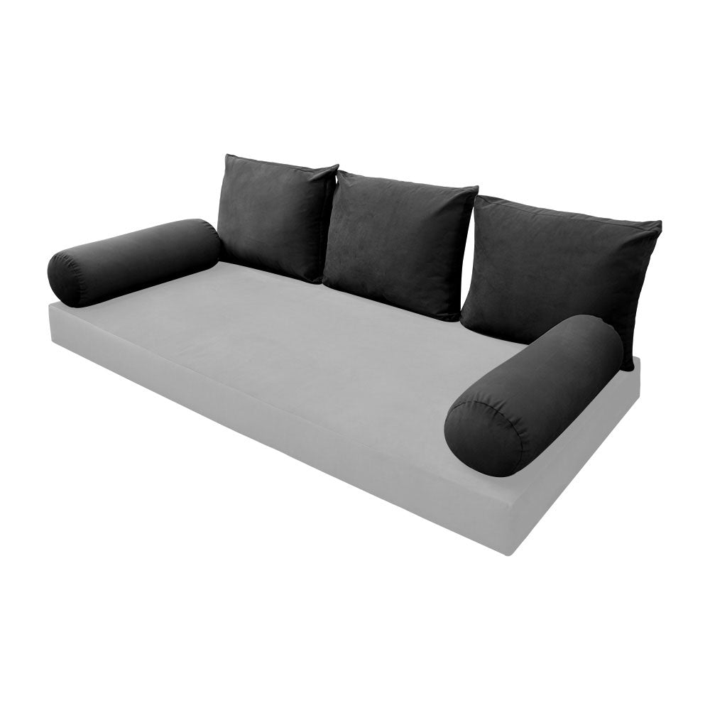 STYLE V3 - Velvet Indoor Daybed Bolster Backrest Cushion Pillow |COVERS ONLY|