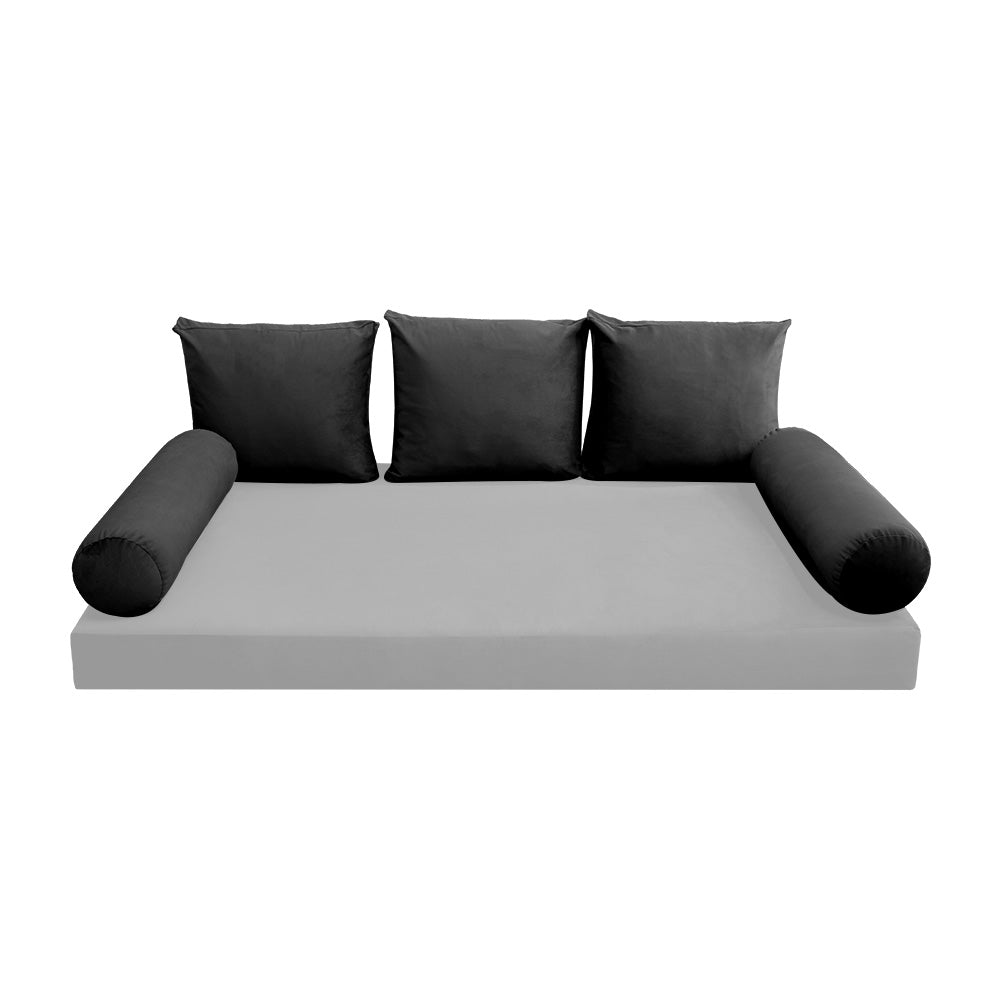 STYLE V3 - Velvet Indoor Daybed Bolster Backrest Cushion Pillow |COVERS ONLY|