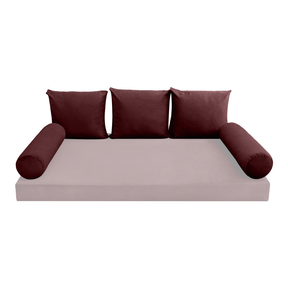 STYLE V3 - Velvet Indoor Daybed Bolster Backrest Cushion Pillow |COVERS ONLY|