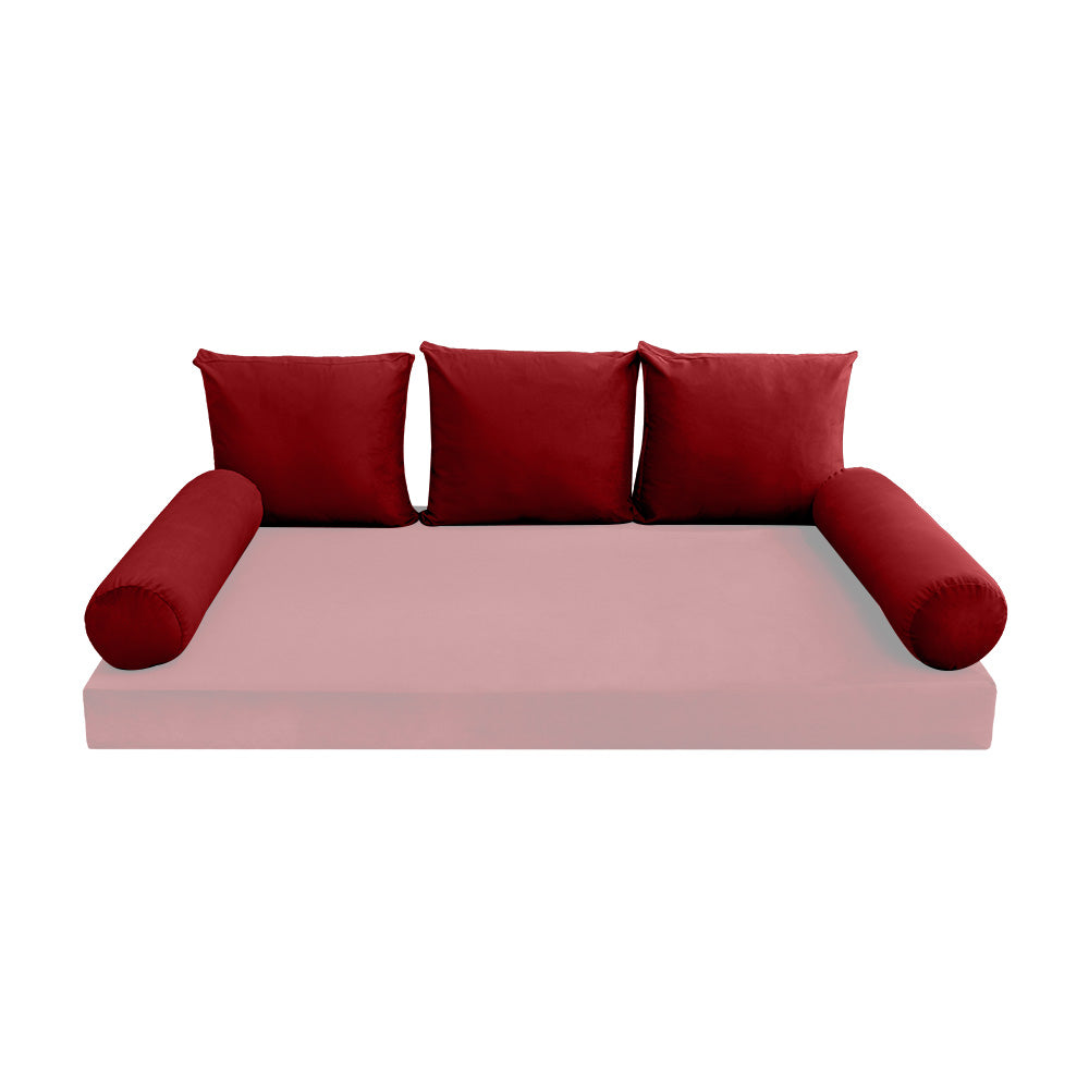 STYLE V3 - Velvet Indoor Daybed Bolster Backrest Cushion Pillow |COVERS ONLY|