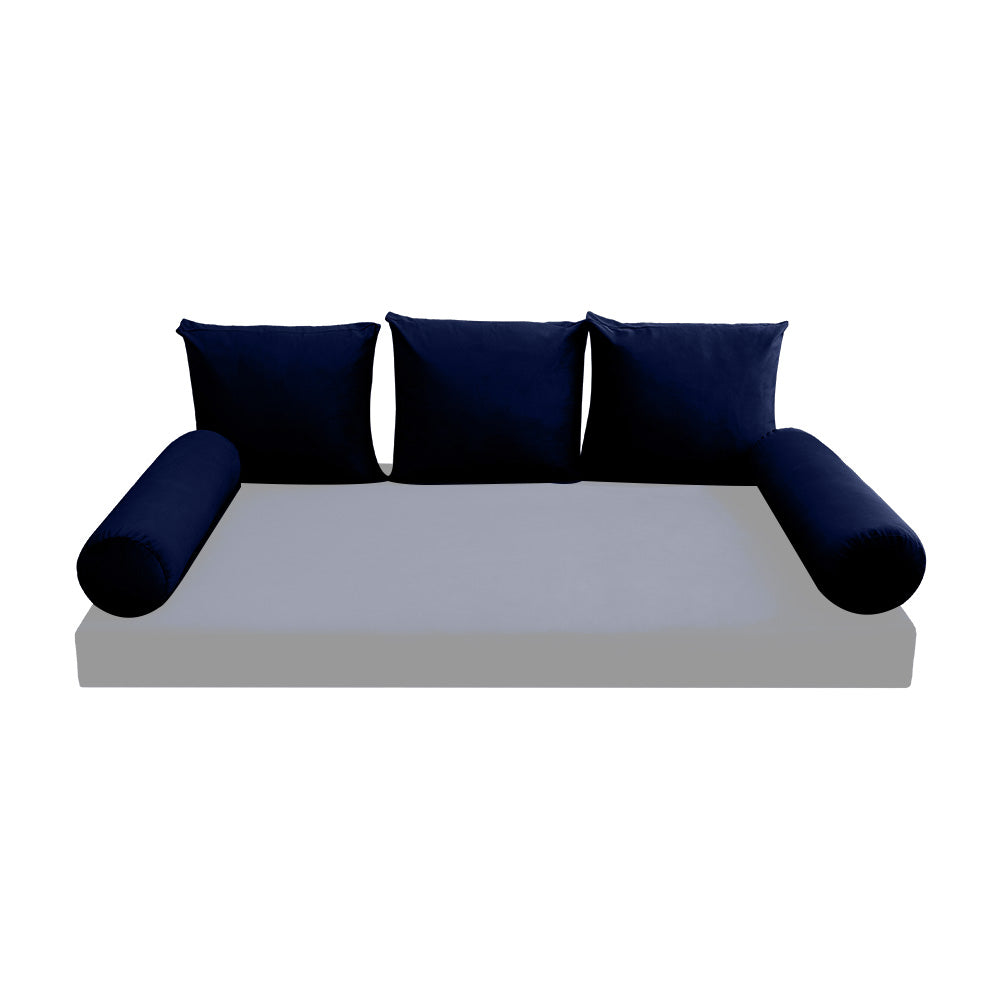 STYLE V3 - Velvet Indoor Daybed Bolster Backrest Cushion Pillow |COVERS ONLY|