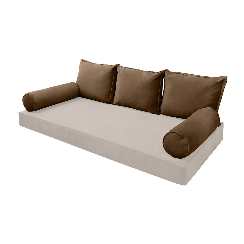 STYLE V3 - Velvet Indoor Daybed Bolster Backrest Cushion Pillow |COVERS ONLY|