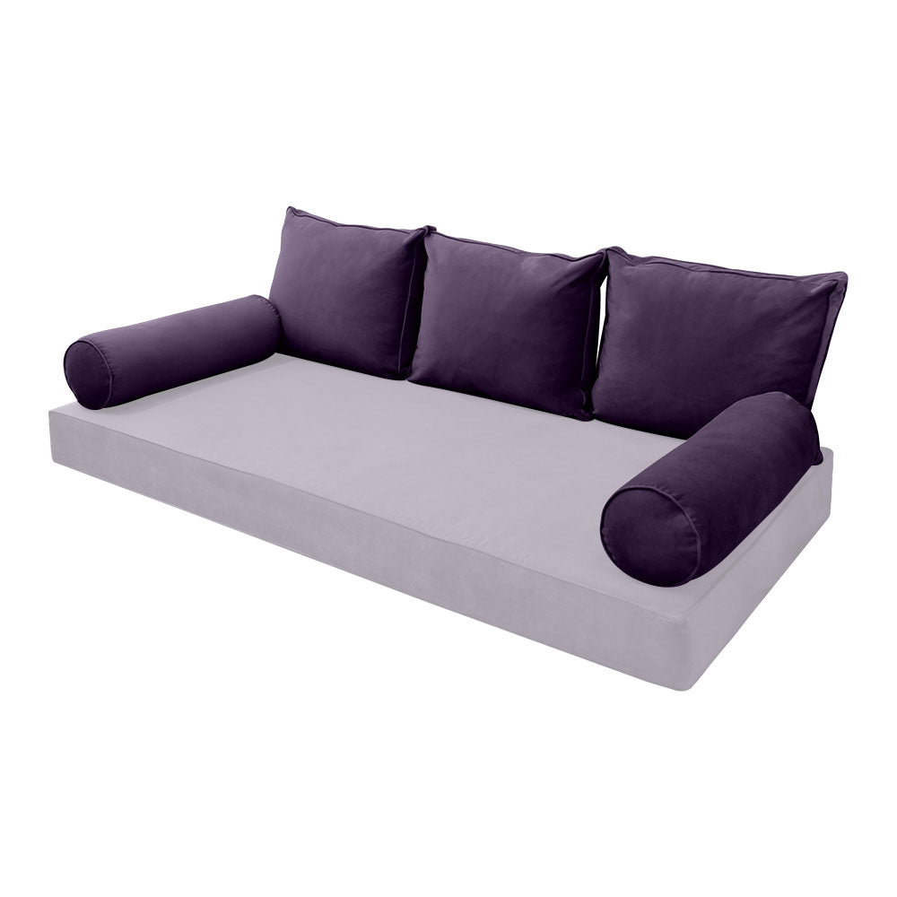 STYLE V3 - Velvet Indoor Daybed Bolster Backrest Cushion Pillow |COVERS ONLY|
