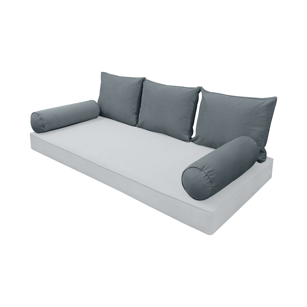 STYLE V3 - Velvet Indoor Daybed Bolster Backrest Cushion Pillow |COVERS ONLY|